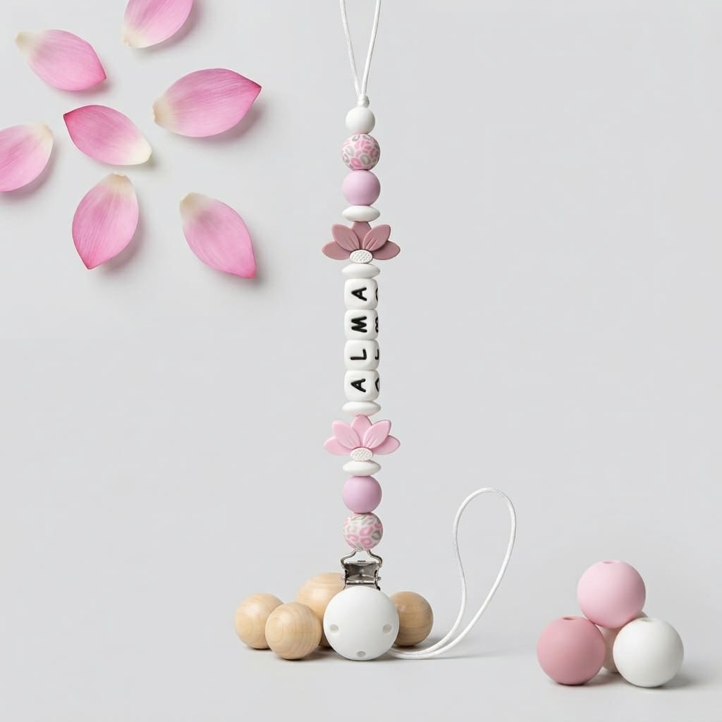 Attache tetine pour votre b&eacute;b&eacute; rose