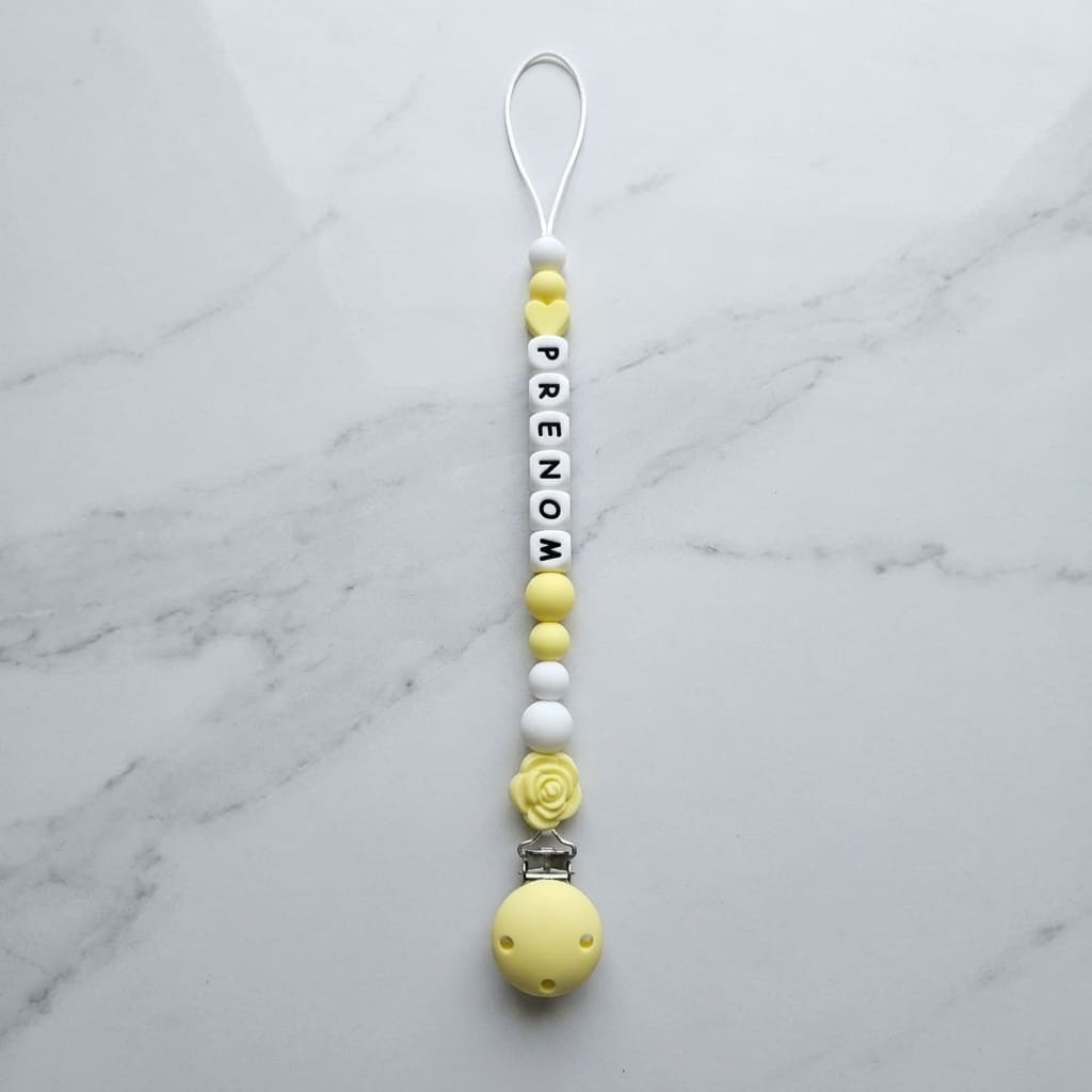 Attache tetine pour votre b&eacute;b&eacute; jaune